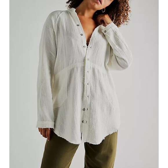 🎉LAST CHANCE🎉 FREE PEOPLE We The Free Summer Daydream Buttondown / White - Picture 9 of 16